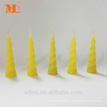 Bougie de licorne jaune de citron de moule propre de première classe pour la vente en gros de gâteau